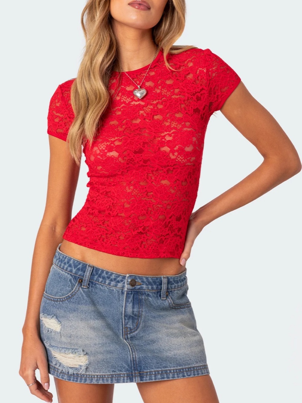 Edikted red lace top